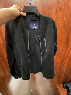 Ben Sherman Black Faux Suede Bomber Jacket
